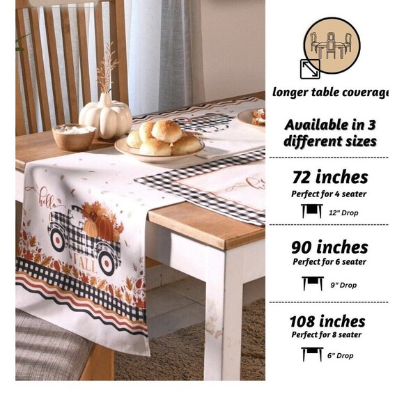 Folkulture Farmhouse Table Runner Pumpkin Truck 14x108 NEW - Picture 6 of 12